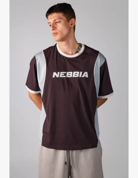 NEBBIA Y2K tričko BLOCK 97 hnedé