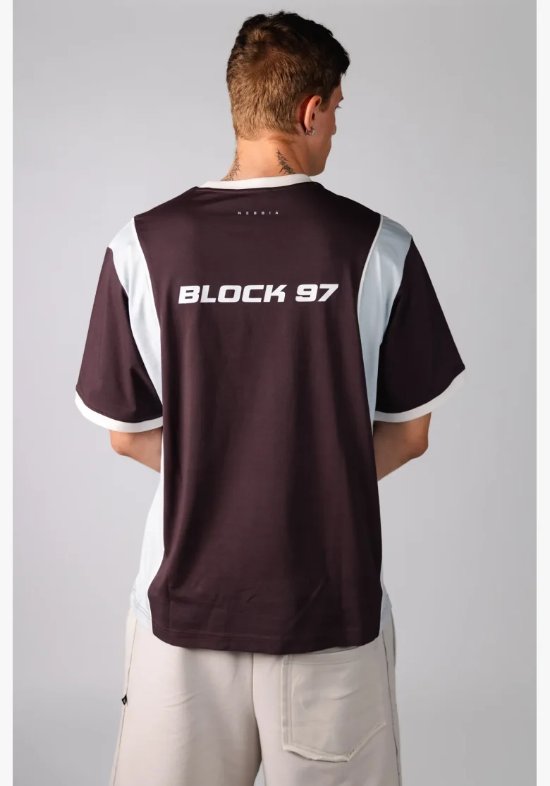 NEBBIA Y2K tričko BLOCK 97 hnedé
