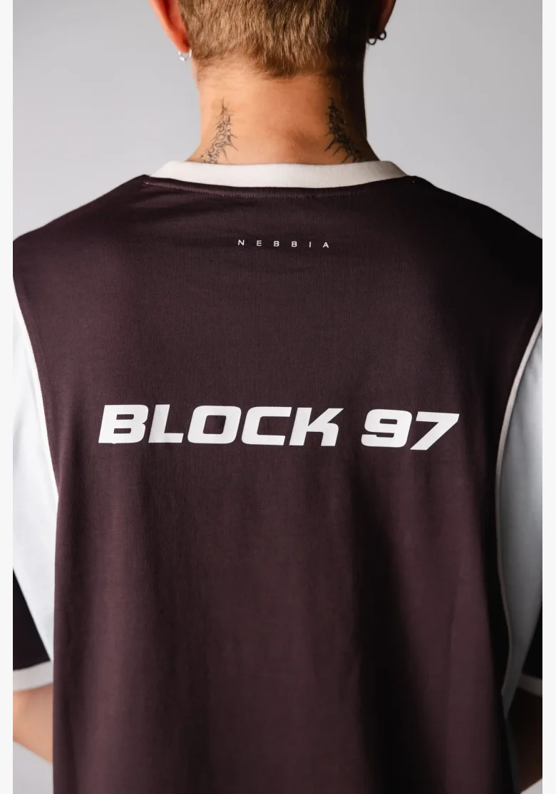 NEBBIA Y2K tričko BLOCK 97 hnedé