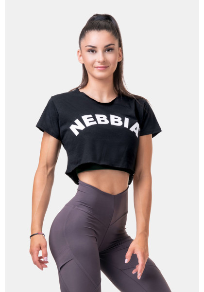 NEBBIA Volný Fit & Sporty crop top černá