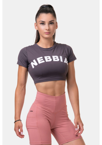NEBBIA Sporty HERO crop top s krátkým rukávem marron