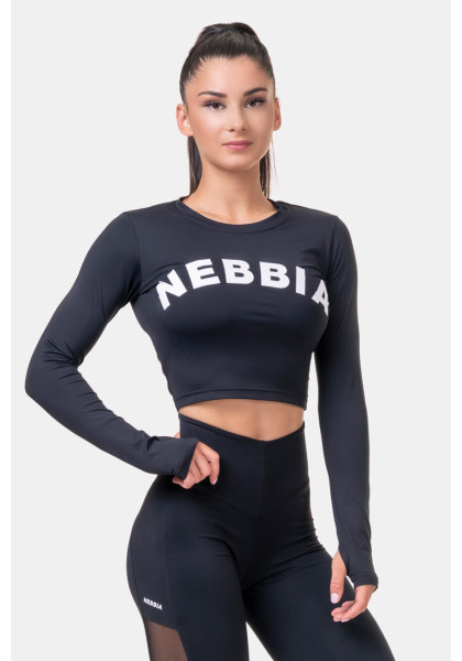 NEBBIA Sporty HERO crop top s dlouhým rukávem černá