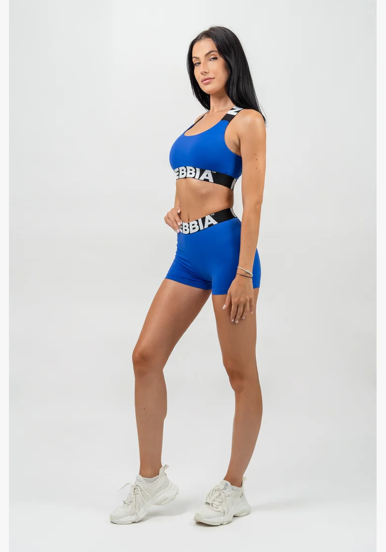 NEBBIA • Fitness šortky s vysokým pasem GLUTE PUMP modrá • Nebshop.cz