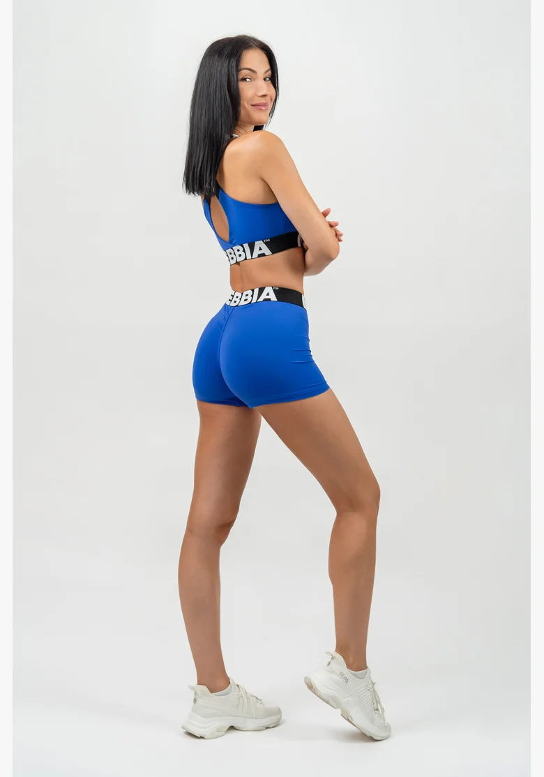 NEBBIA • Fitness šortky s vysokým pasem GLUTE PUMP modrá • Nebshop.cz