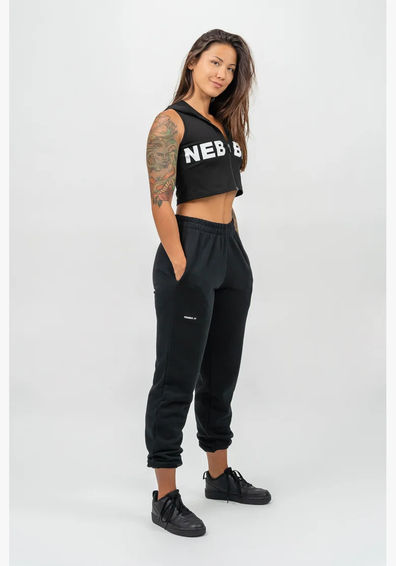 NEBBIA • Sportovní volné tepláky GYM TIME černa • Nebshop.cz