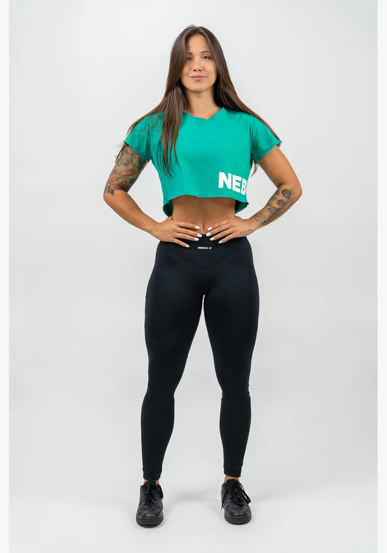 NEBBIA • Crop top tričko POWERHOUSE zelena • Nebshop.cz