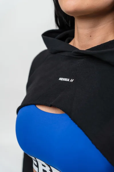 NEBBIA • Crop mikina s dlouhým rukávem a kapucí GYM TIME černá • Nebshop.cz 2