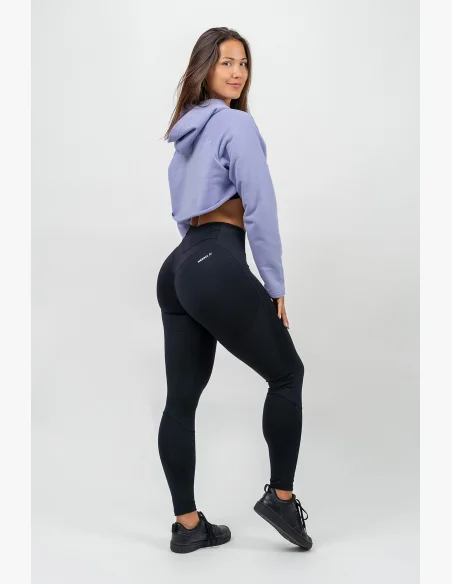 NEBBIA • Crop mikina s dlouhým rukávem a kapucí GYM TIME fialova • Nebshop.cz