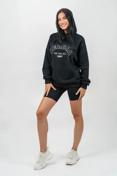 NEBBIA • Oversize mikina s kapucí GYM RAT černá • Nebshop.cz