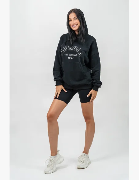 NEBBIA • Oversize mikina s kapucí GYM RAT černá • Nebshop.cz