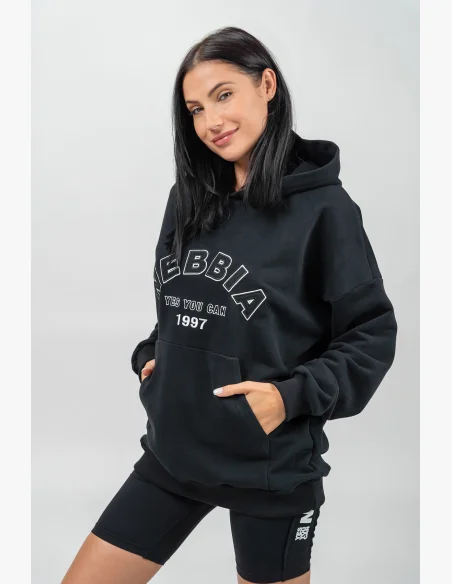 NEBBIA • Oversize mikina s kapucí GYM RAT černá • Nebshop.cz