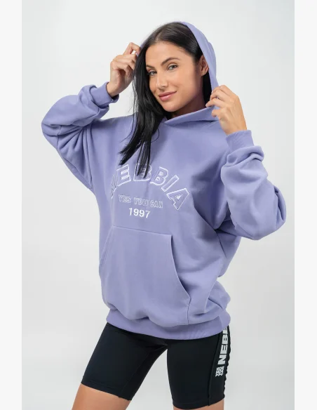 NEBBIA • Oversize mikina s kapucí GYM RAT fialová • Nebshop.cz