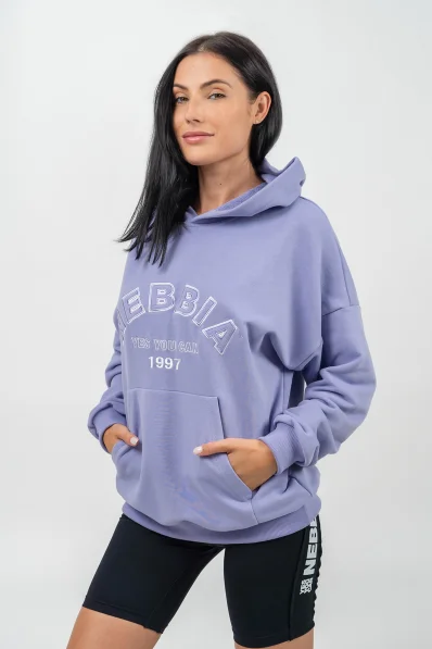 NEBBIA • Oversize mikina s kapucí GYM RAT fialová • Nebshop.cz
