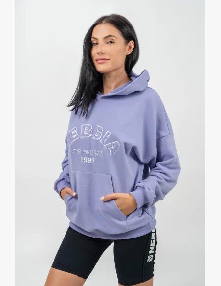 NEBBIA • Oversize mikina s kapucí GYM RAT fialová • Nebshop.cz