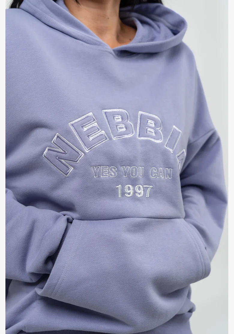NEBBIA • Oversize mikina s kapucí GYM RAT fialová • Nebshop.cz