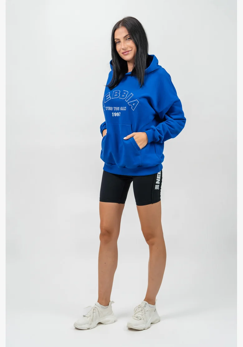 NEBBIA • Oversize mikina s kapucí GYM RAT modrá • Nebshop.cz