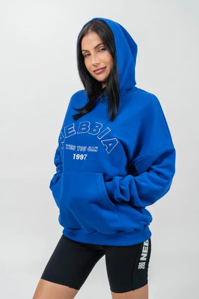 NEBBIA • Oversize mikina s kapucí GYM RAT modrá • Nebshop.cz