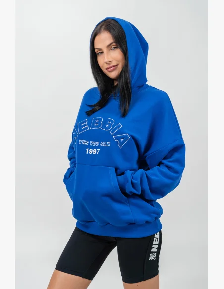 NEBBIA • Oversize mikina s kapucí GYM RAT modrá • Nebshop.cz