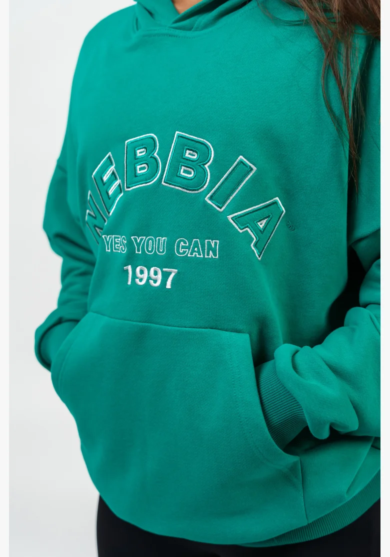 NEBBIA • Oversize mikina s kapucí GYM RAT zelená • Nebshop.cz