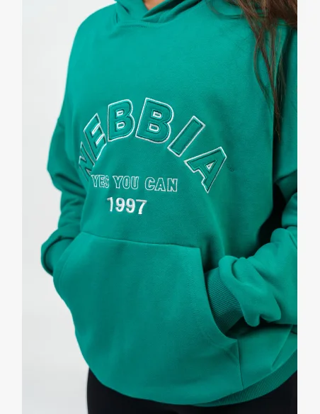 NEBBIA • Oversize mikina s kapucí GYM RAT zelená • Nebshop.cz