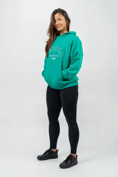 NEBBIA • Oversize mikina s kapucí GYM RAT zelená • Nebshop.cz