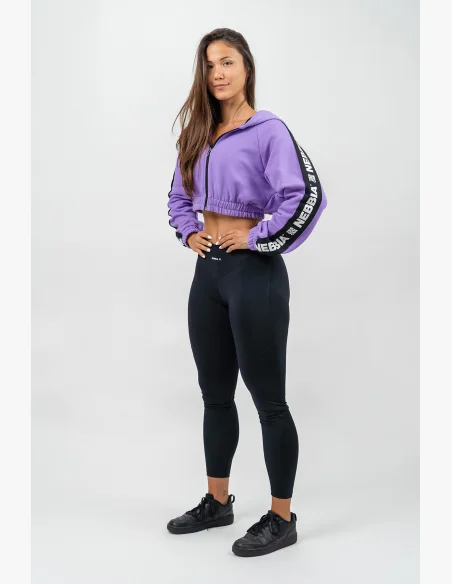 NEBBIA • Crop mikina s kapucí ICONIC lila • Nebshop.cz