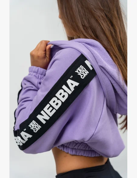 NEBBIA • Crop mikina s kapucí ICONIC lila • Nebshop.cz