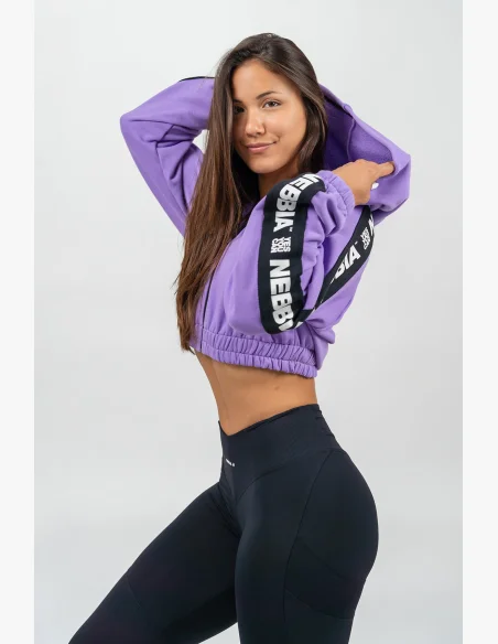 NEBBIA • Crop mikina s kapucí ICONIC lila • Nebshop.cz