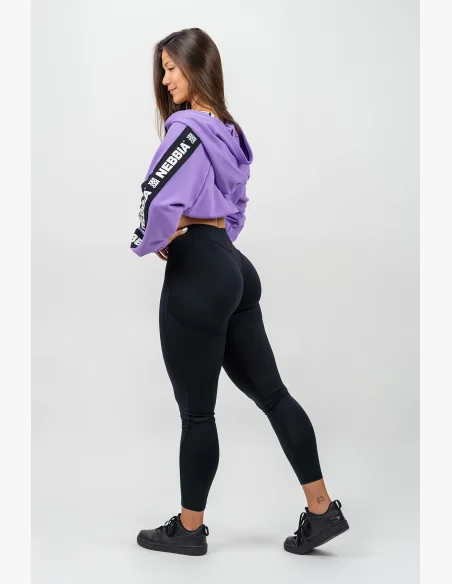 NEBBIA • Crop mikina s kapucí ICONIC lila • Nebshop.cz