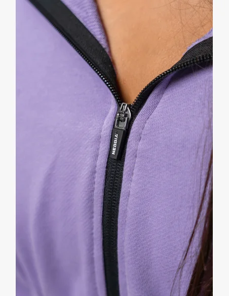 NEBBIA • Crop mikina s kapucí ICONIC lila • Nebshop.cz
