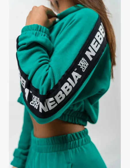 NEBBIA • Crop mikina s kapucí ICONIC zelena • Nebshop.cz