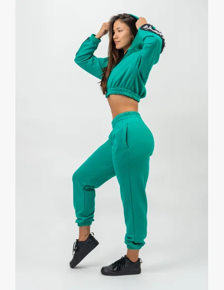 NEBBIA • Crop mikina s kapucí ICONIC zelena • Nebshop.cz