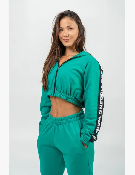 NEBBIA • Crop mikina s kapucí ICONIC zelena • Nebshop.cz
