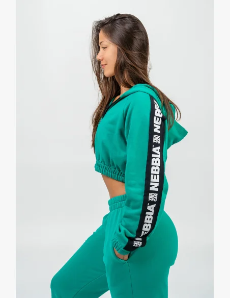 NEBBIA • Crop mikina s kapucí ICONIC zelena • Nebshop.cz
