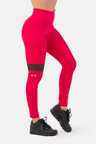 NEBBIA Legíny Sporty s vysokým pasem a kapsou na boku růžová