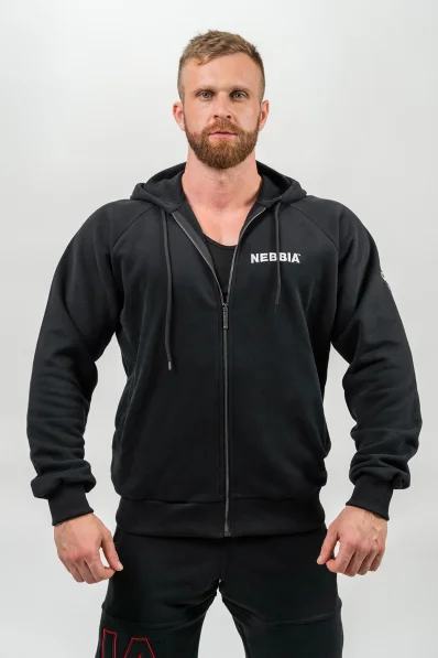 NEBBIA • Mikina na zip BEYOND ORDINARY černá • Nebshop.cz