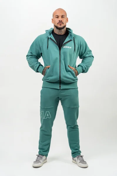 NEBBIA • Mikina na zip BEYOND ORDINARY zelená • Nebshop.cz