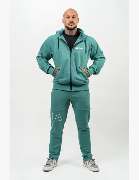 NEBBIA • Mikina na zip BEYOND ORDINARY zelená • Nebshop.cz