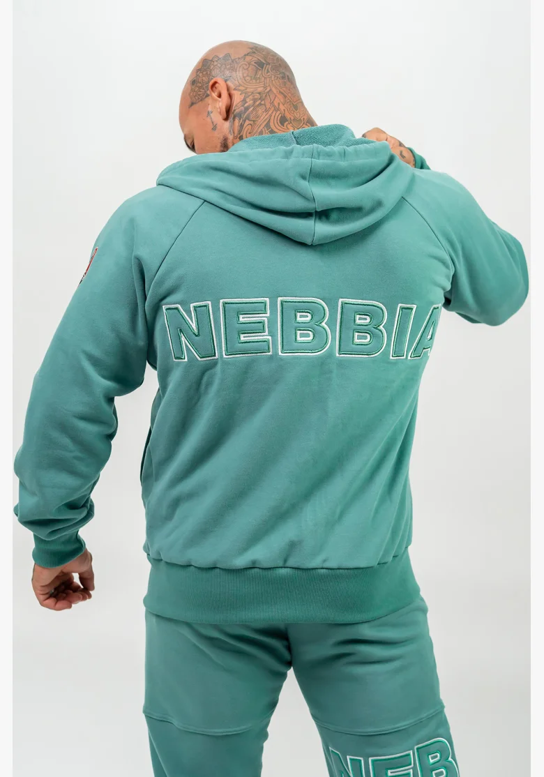 NEBBIA • Mikina na zip BEYOND ORDINARY zelená • Nebshop.cz
