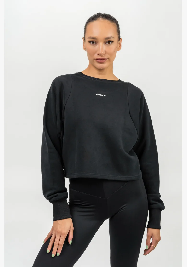 NEBBIA • Crop mikina GYM SPIRIT černá • NebShop.cz