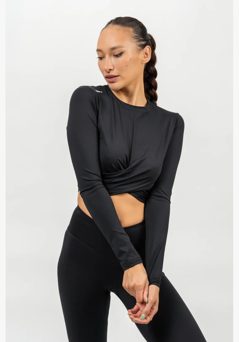 NEBBIA • Crop top s dlouhým rukávem ELEVATED černá • NebShop.cz