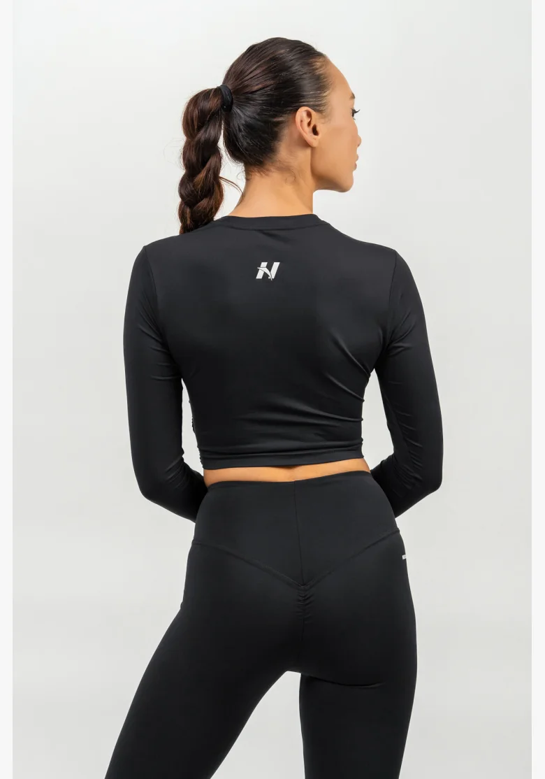 NEBBIA • Crop top s dlouhým rukávem ELEVATED černá • NebShop.cz