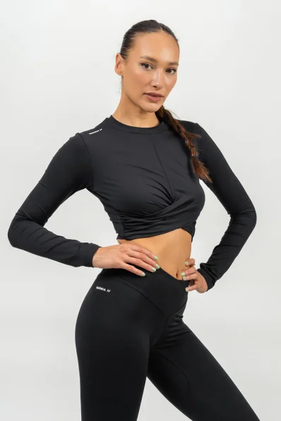 NEBBIA • Crop top s dlouhým rukávem ELEVATED černá • NebShop.cz