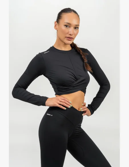 NEBBIA • Crop top s dlouhým rukávem ELEVATED černá • NebShop.cz