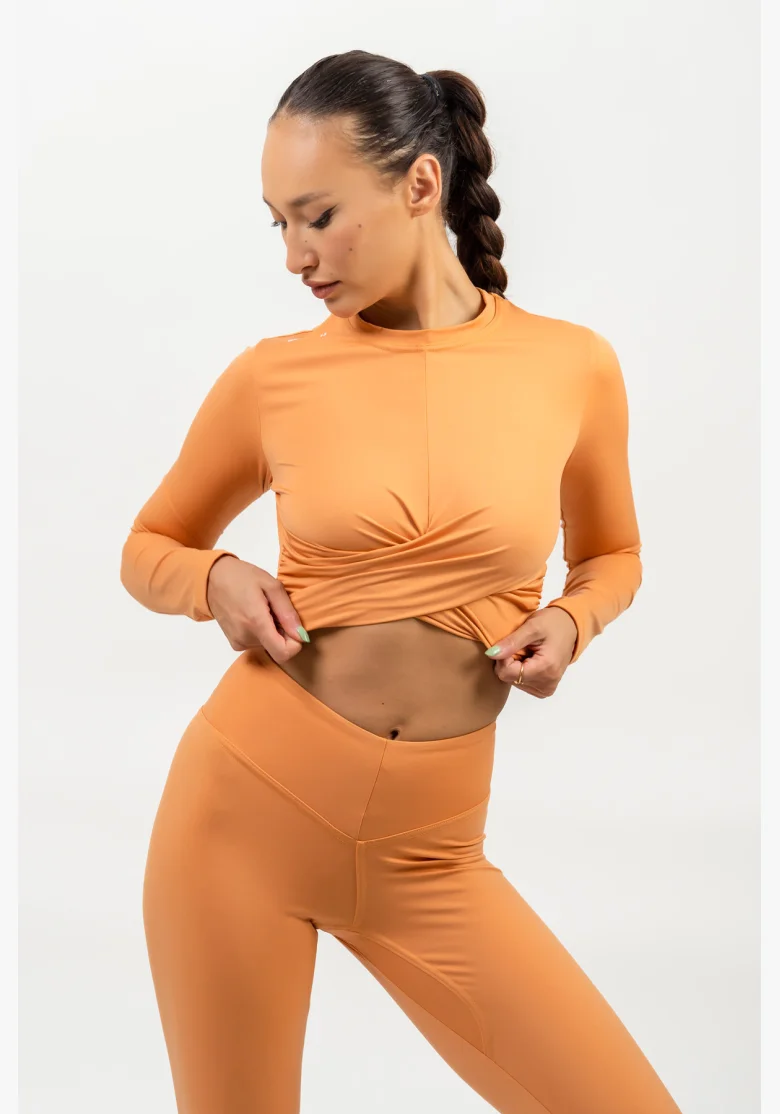 NEBBIA • Crop top s dlouhým rukávem ELEVATED oranžová • NebShop.cz