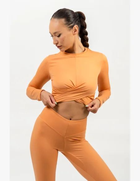 NEBBIA • Crop top s dlouhým rukávem ELEVATED oranžová • NebShop.cz