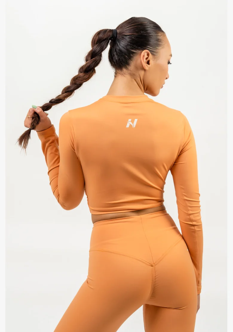 NEBBIA • Crop top s dlouhým rukávem ELEVATED oranžová • NebShop.cz