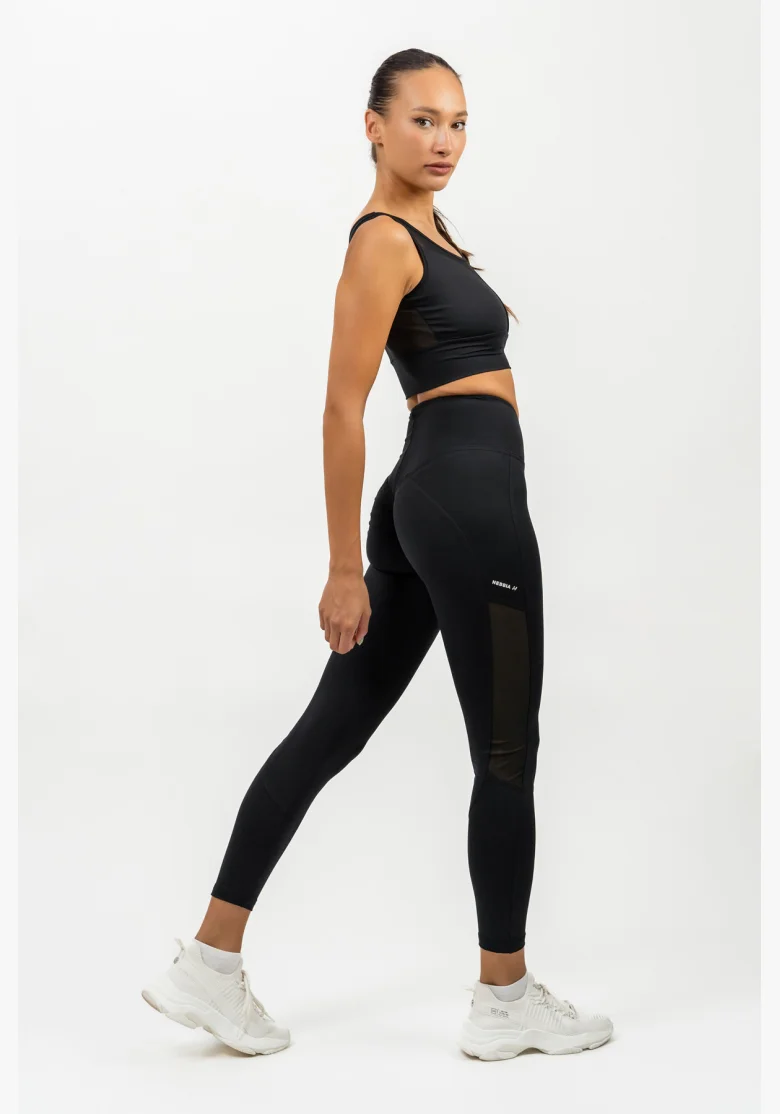 NEBBIA • Legíny se síťkou s vysokým pasem PERFORMANCE černá • Nebshop.cz