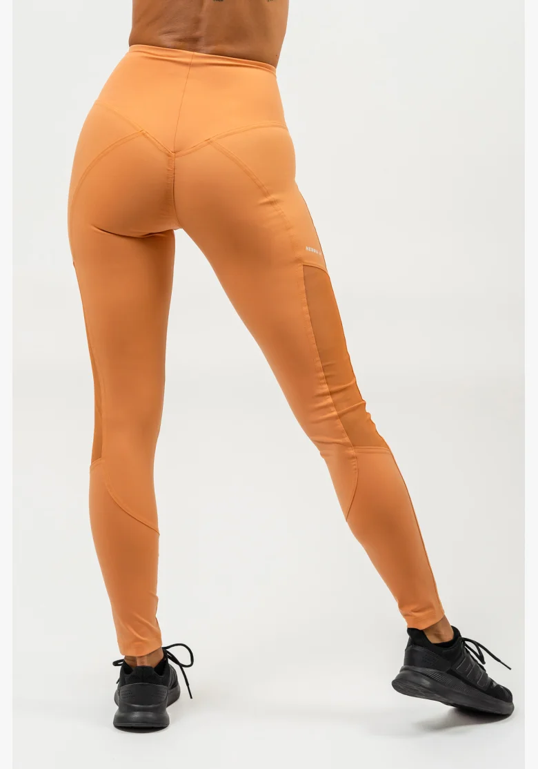 NEBBIA • Legíny se síťkou s vysokým pasem PERFORMANCE oranžová • Nebshop.cz