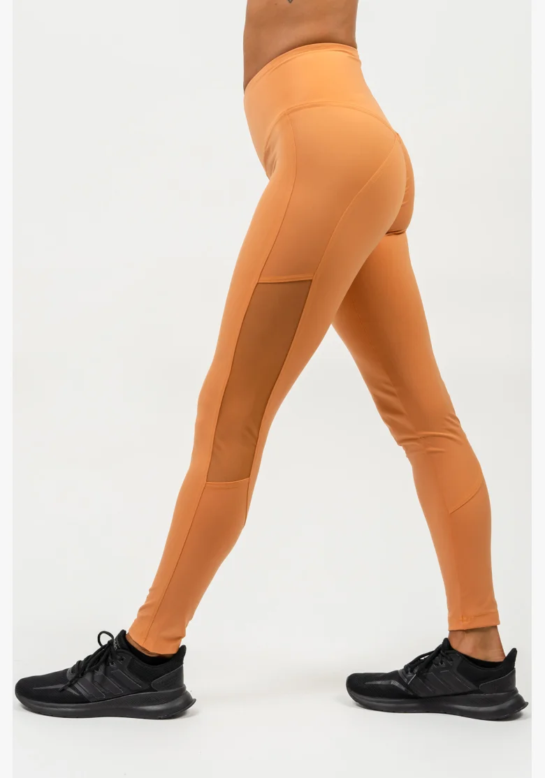 NEBBIA • Legíny se síťkou s vysokým pasem PERFORMANCE oranžová • Nebshop.cz